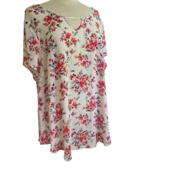 TORRID Size 3 Long Floral Smock Style Short Sleeve Top Blouse - Picture 2 of 9